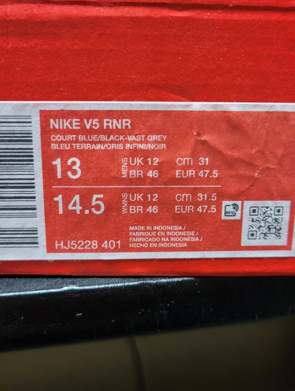 *NEW* Nike V5 RNR Court  Blue/Black/Grey  HJ5228-401 Size Men’s 13